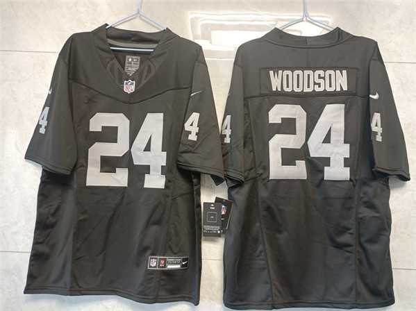 Men%27s Las Vegas Raiders #24 Charles Woodson Black 2023 F.U.S.E Vapor Untouchable Stitched Football Jersey